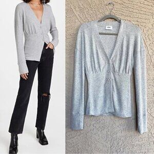LNA Womens Cardigen Sweater Brushed Ribbed FW2147 Heather Gray Size Large